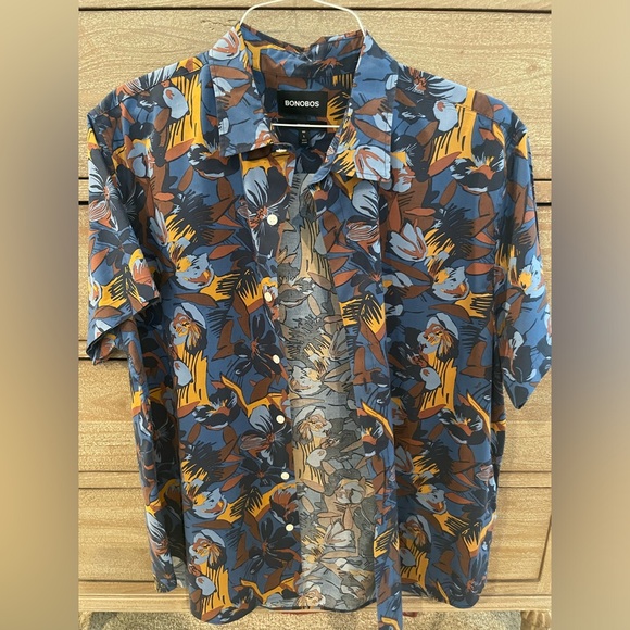 BONOBOS Athletic Fit Short Sleeve Button-Up Shirt Size Large - Picture 1 of 3